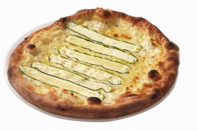 Cheese pizza with courgette strips — Stock Photo