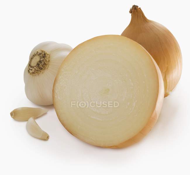 Yellow Onion and Garlic — Stock Photo