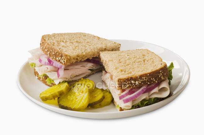 Sandwich de pavo sobre pan - foto de stock