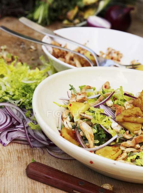 Pineapple salad with chicken — Stock Photo