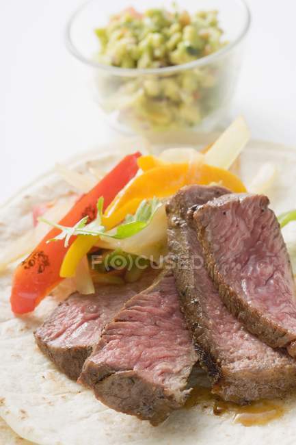 Tortilla with beef and peppers — Stock Photo
