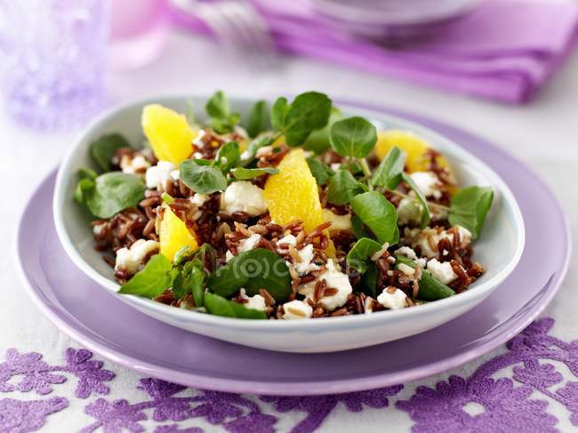 Red rice salad with feta — Stock Photo