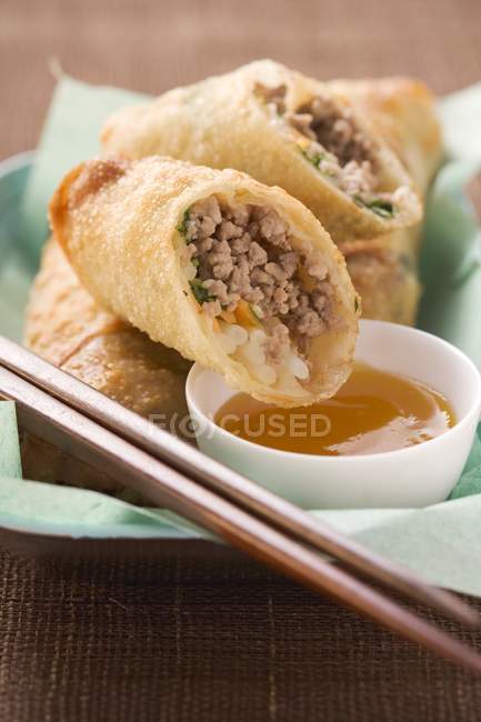 Spring rolls with mince — Stock Photo