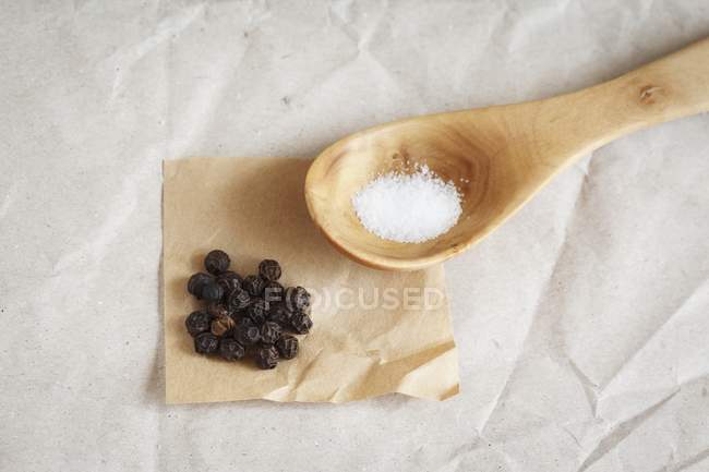 Salt in the spoon — Stock Photo