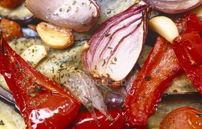 Roasted peppers and aubergine — Stock Photo