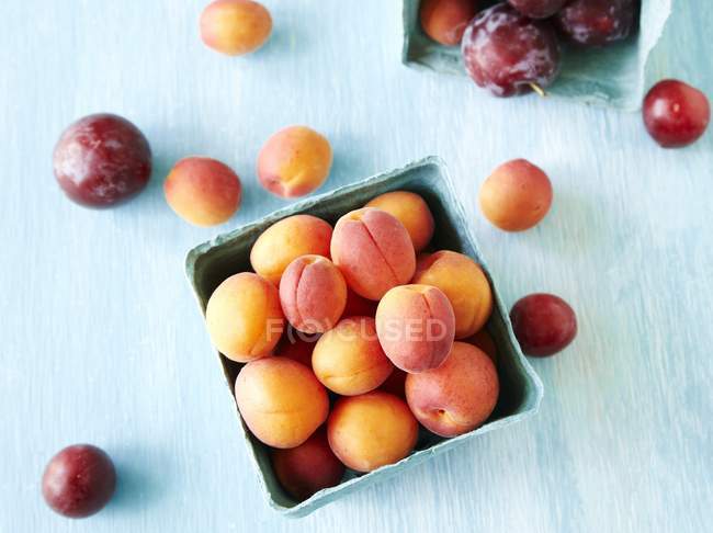 Ameixas e nectarinas frescas — Fotografia de Stock