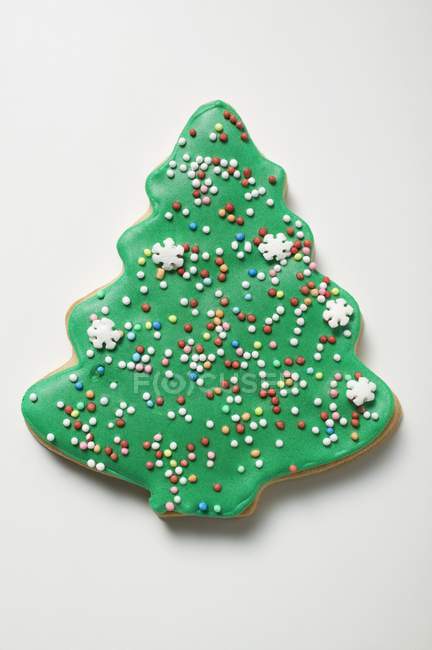 Decorated Christmas tree biscuit — Stock Photo