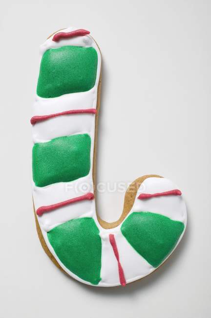 Biscuit shaped like candy cane — Stock Photo