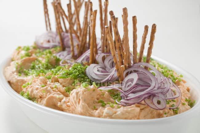 Cheese spread with onions — Stock Photo
