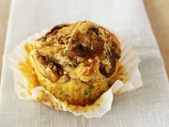 Mushroom muffin on napkin — Stock Photo