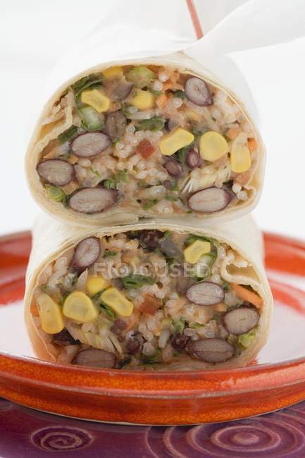 Bean and rice burritos — Stock Photo