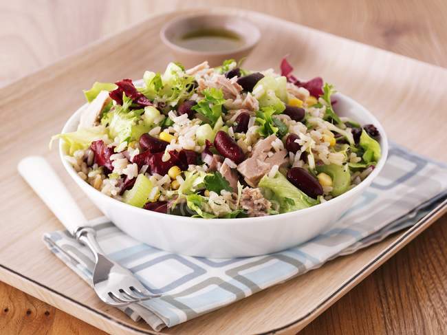 Rice salad with tuna — Stock Photo