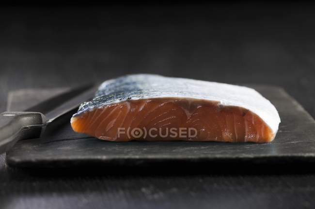 Filet de saumon frais avec peau — Photo de stock