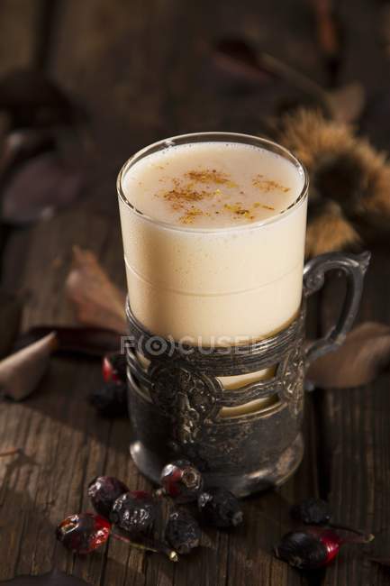 Closeup view of soup with white wine, egg yolk and cream — Stock Photo