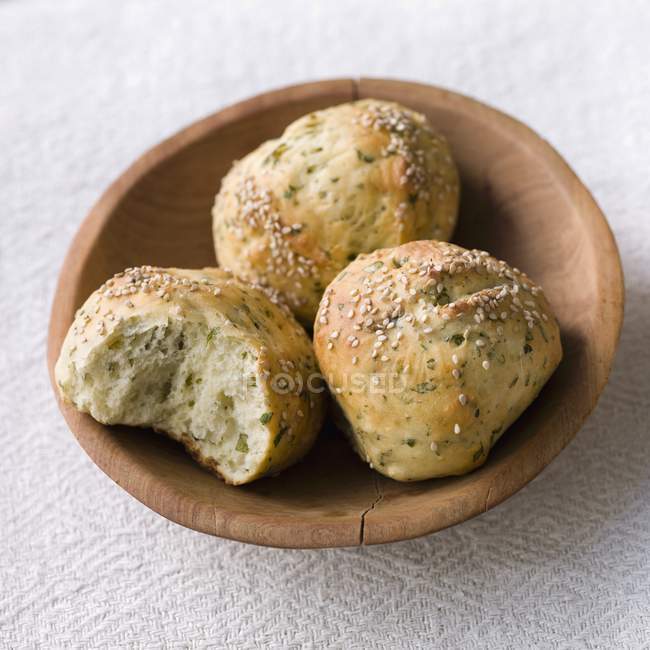 Herb bread rolls with sesame seeds — Stock Photo