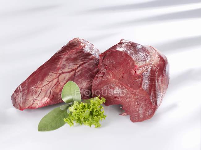 Pieces of Fresh beef heart — Stock Photo