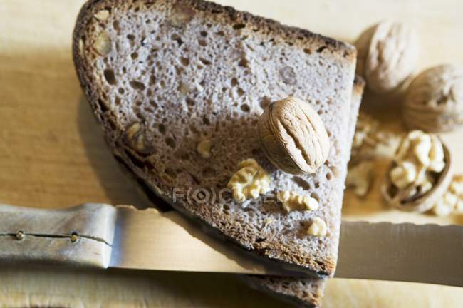 Arrangement of walnut bread — Stock Photo