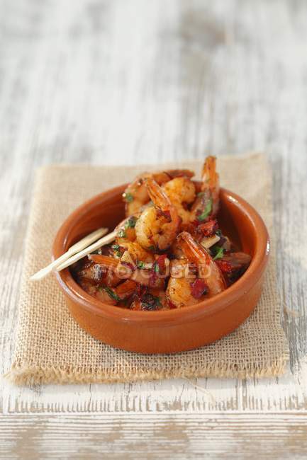 Gamberetti all'aglio arrosto — Foto stock