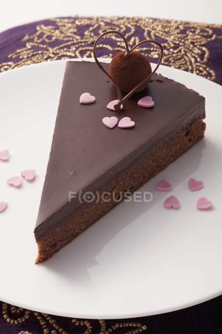 Slice of chocolate cake — Stock Photo