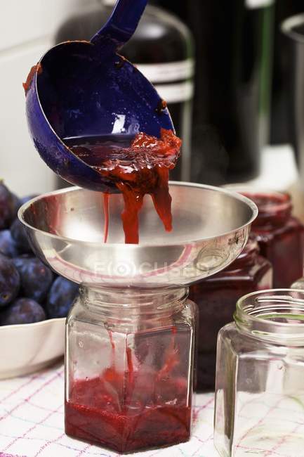 Homemade damson jam — Stock Photo
