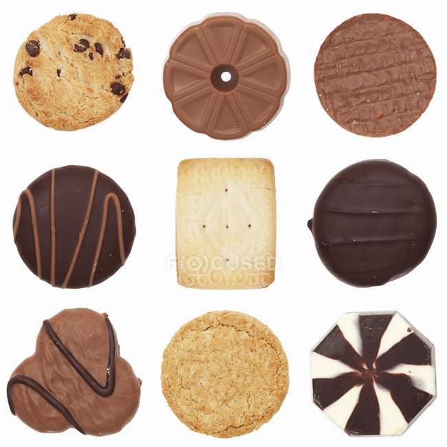 Selección de galletas en blanco - foto de stock