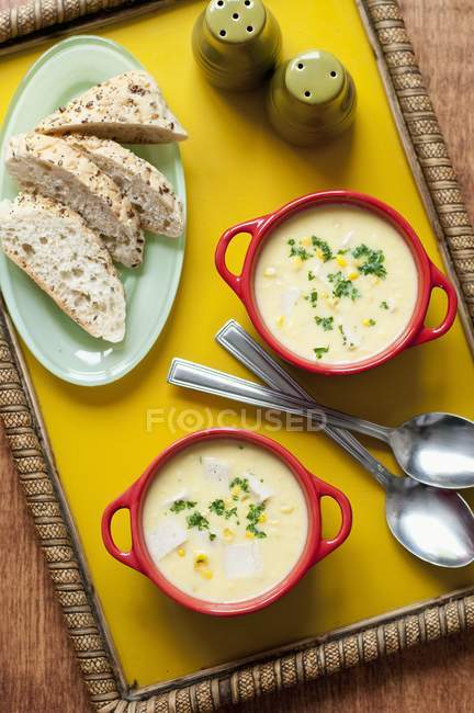 Pollo e zuppa di mais — Foto stock