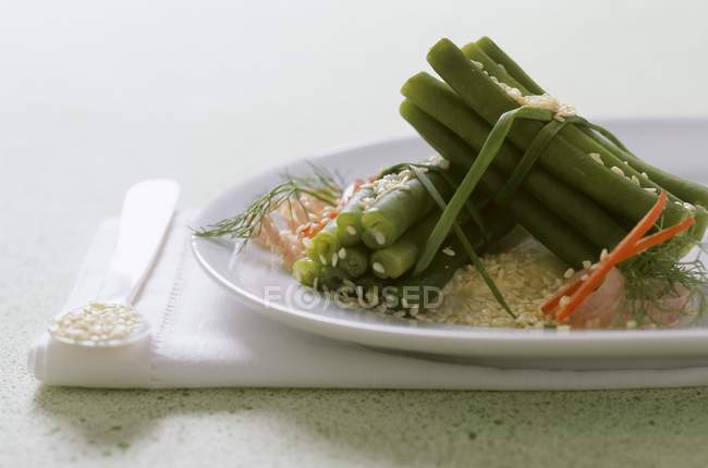Зелена квасоля і рис — стокове фото