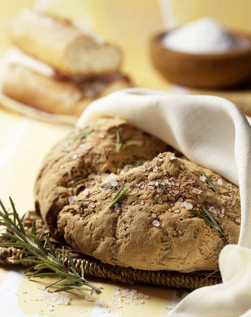 Wood oven bread with rosemary — Stock Photo