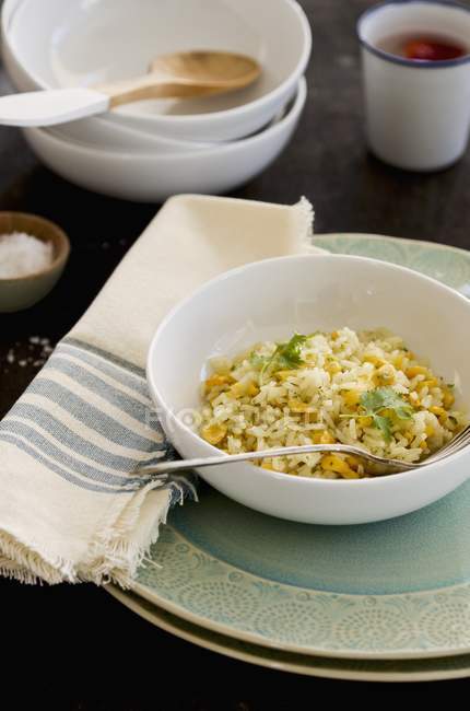 Rice with pepper and coriander — Stock Photo