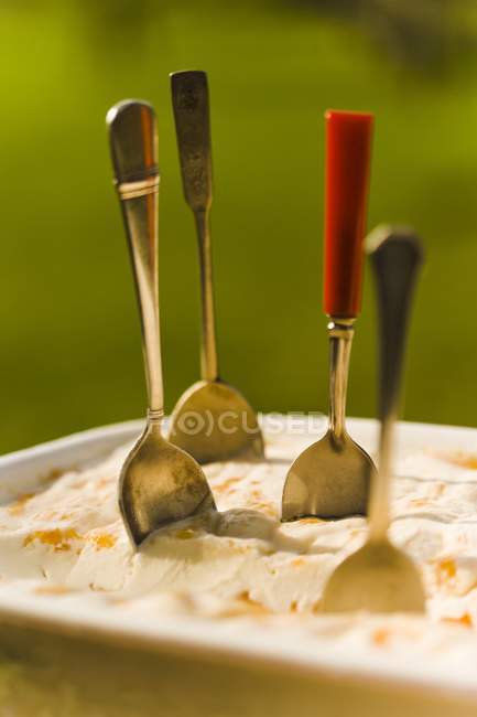 Самодельное персиковое мороженое — стоковое фото