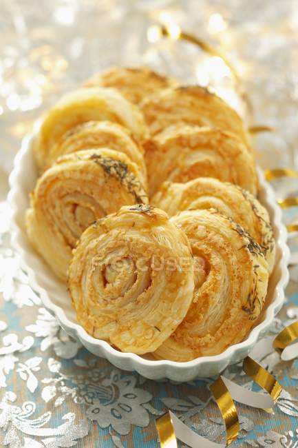 Puff pastries with salami — Stock Photo