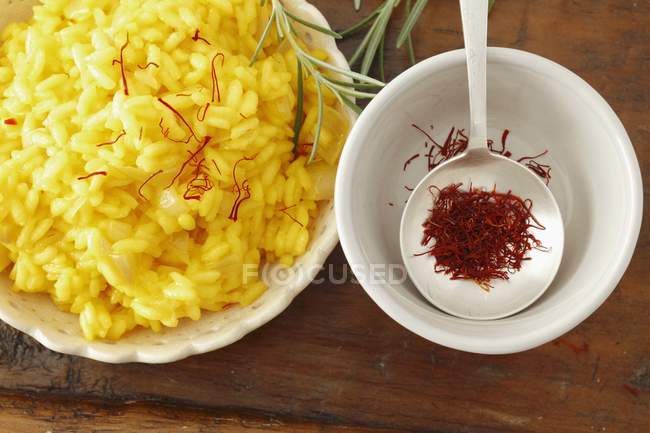 Risotto rice with saffron — Stock Photo