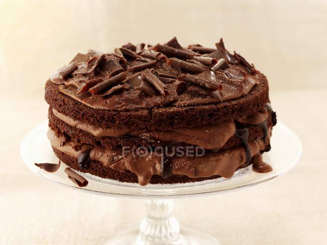 Gâteau avec des boucles de chocolat — Photo de stock