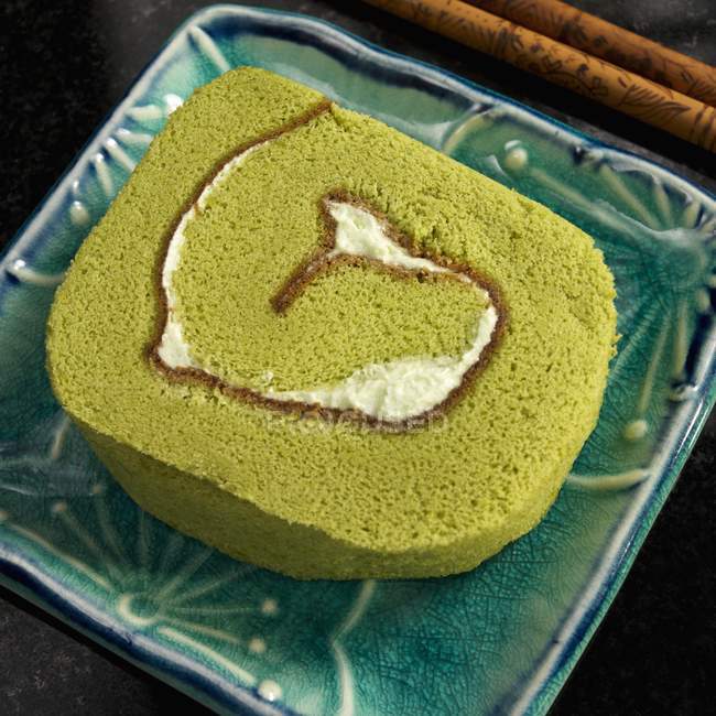 Green Tea Roll Wheat Cake — Stock Photo