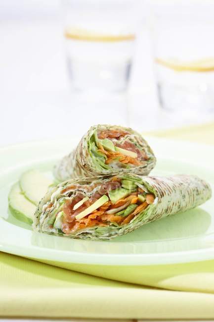 Herb wraps filled with salmon — Stock Photo