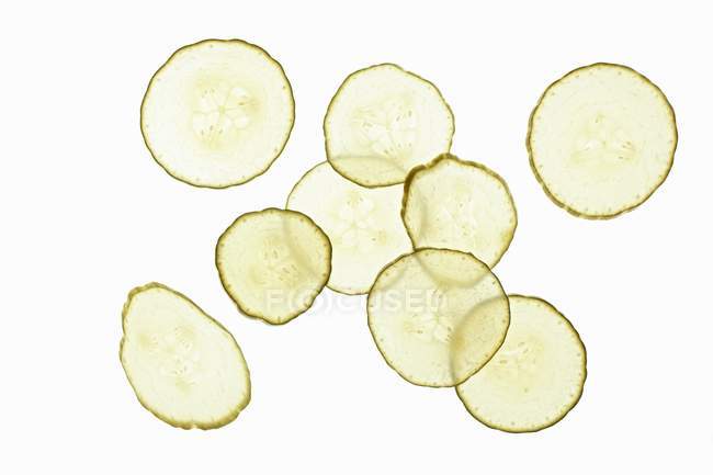 Pickled cucumber slices — Stock Photo