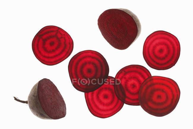 Halved and sliced fresh Beetroot — Stock Photo