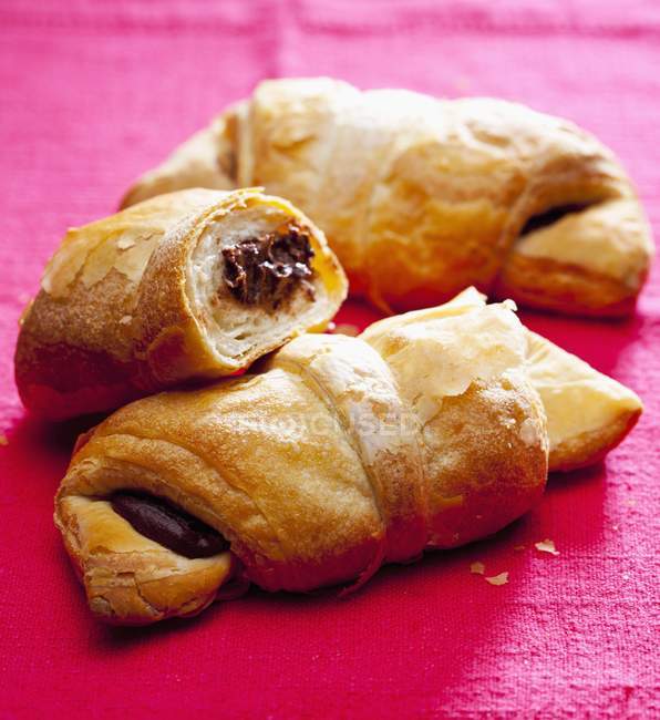 Fresh Croissants with chocolate — Stock Photo