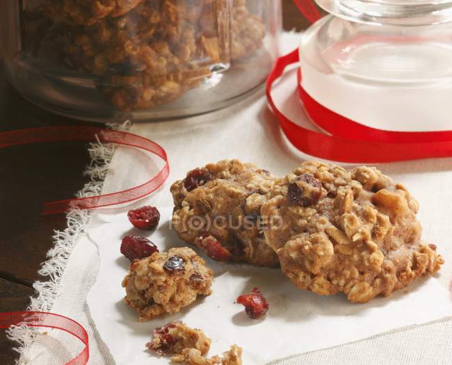 Домашнє вівсянки журавлинний печиво — стокове фото