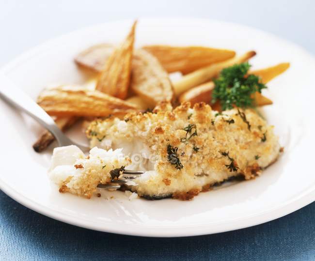 Fish fillet with herb — Stock Photo