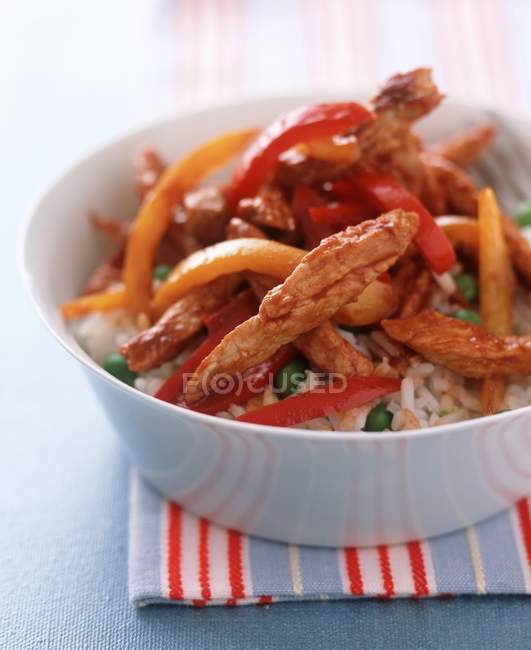 Chicken pieces with rice — Stock Photo