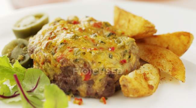 German burger with cheese — Stock Photo