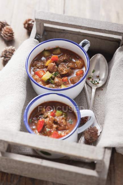 Two cups of soup — Stock Photo