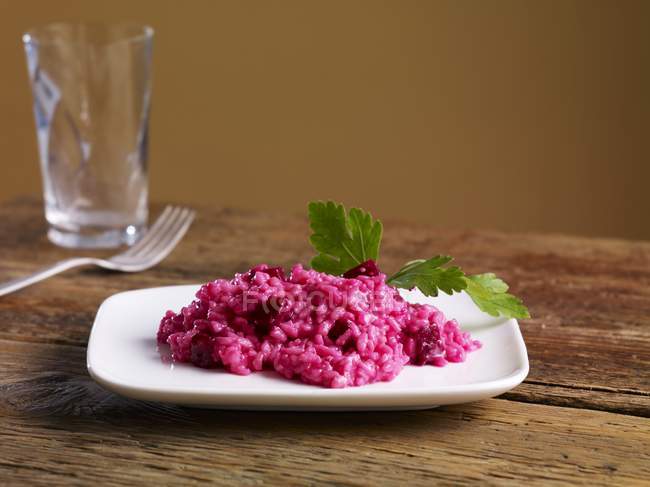 Risotto rice with beets — Stock Photo
