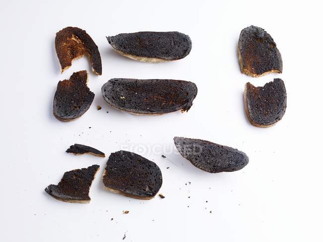 Slices of charred bread — Stock Photo