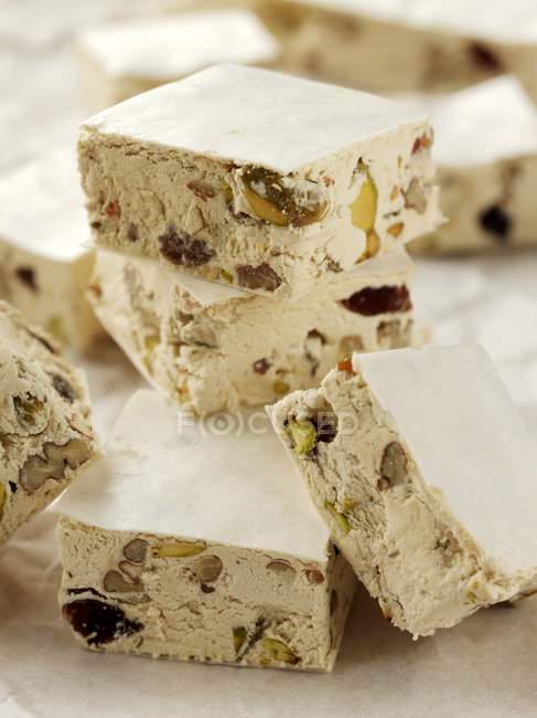 White nougat with nuts — Stock Photo