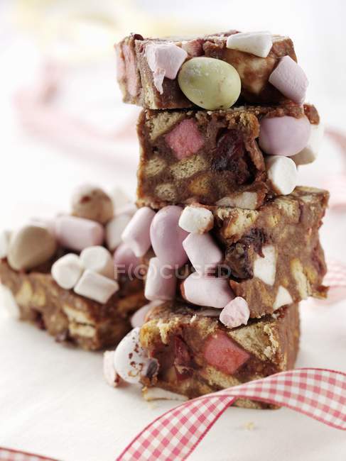 Stack of Rocky road cakes — Stock Photo