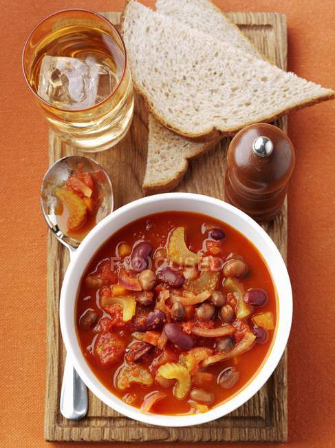 Vegetable casserole with bread — Stock Photo