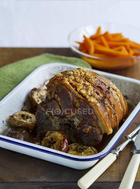 Roasted pork with apples — Stock Photo