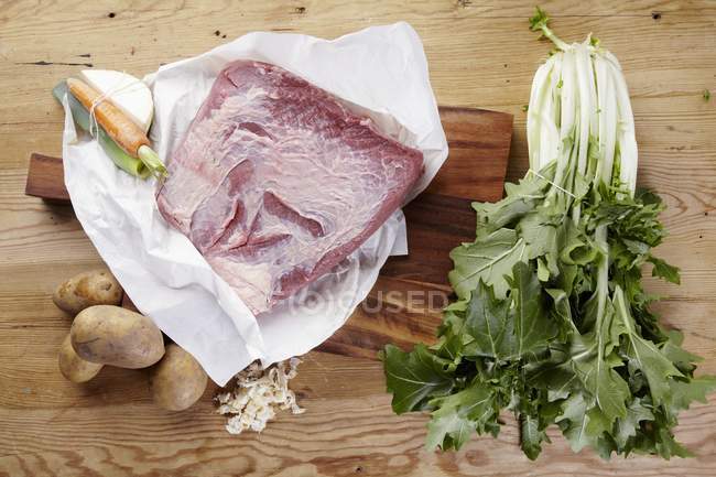 Slice of raw beef brisket — Stock Photo